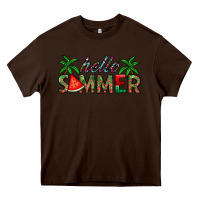 Chocolate Brown hello summer Heavy Core Tee - CowhideDigitalArt