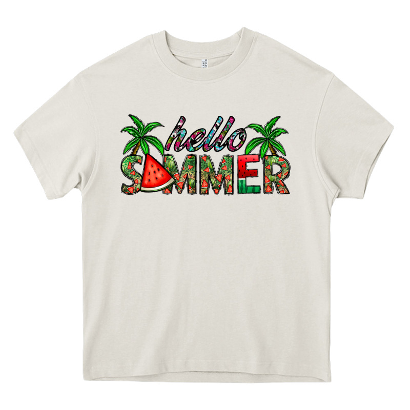 Hello Summer Heavy Core Tee by CowhideDigitalArt | Teevron