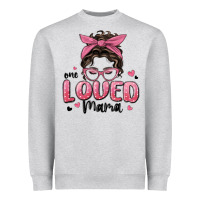 Heather Grey one loved mama messy bun Heavyweight Sweatshirt - MaliasSmallBusiness