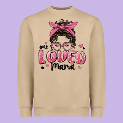 One Loved Mama Messy Bun Heavyweight Sweatshirt Designed By Maliassmallbusiness