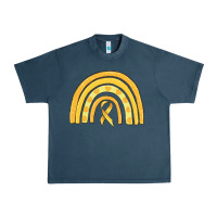 Midnight Navy childhood cancer awareness rainbow Urban Heavy Tee - MaliasSmallBusiness