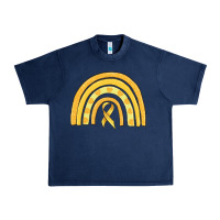 Navy childhood cancer awareness rainbow Urban Heavy Tee - MaliasSmallBusiness
