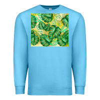 Ocean Blue monstera leaf Premium Sweatshirt - TumblerDesignByShophia