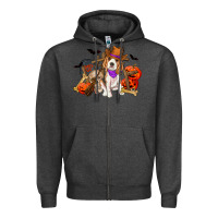 Charcoal Heather Halloween beagle dog Zipper Hoodie - RanaPortraitStore