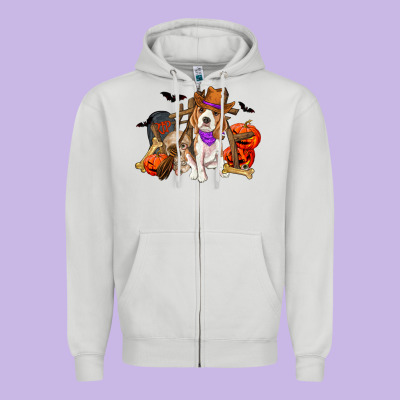 Halloween Beagle Dog Zipper Hoodie Designed By Ranaportraitstore