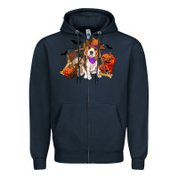 Navy Halloween beagle dog Zipper Hoodie - RanaPortraitStore