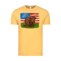 Vintage Mustard American cows Vintage Tee - MaliasSmallBusiness
