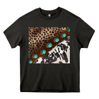 Asphalt leopard and cowhide gemstone leather Heavy Core Tee - BarkalooDesign