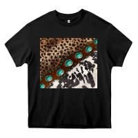 Black leopard and cowhide gemstone leather Heavy Core Tee - BarkalooDesign