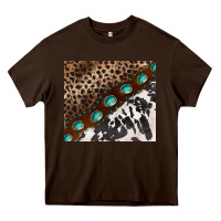 Chocolate Brown leopard and cowhide gemstone leather Heavy Core Tee - BarkalooDesign