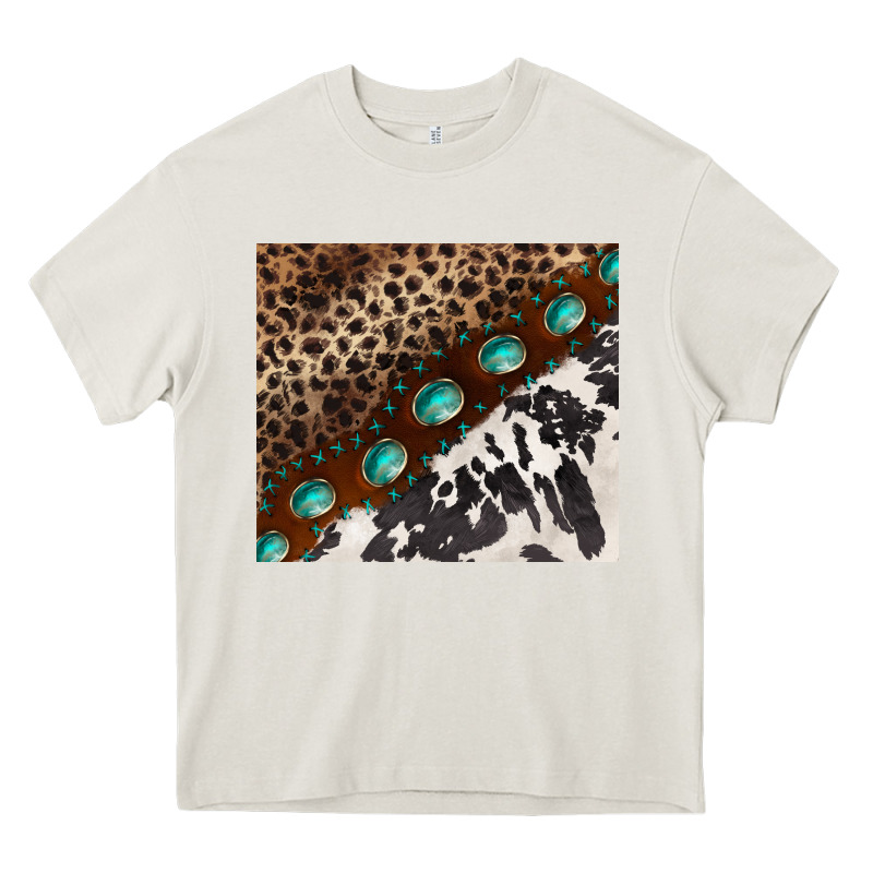 Leopard And Cowhide Gemstone Leather Heavy Core Tee by BarkalooDesign | Teevron