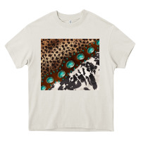 Cream leopard and cowhide gemstone leather Heavy Core Tee - BarkalooDesign