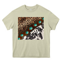 Mossy leopard and cowhide gemstone leather Heavy Core Tee - BarkalooDesign