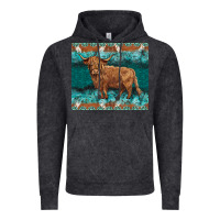 Vintage Black turquoises gemstones cowhide highland cow Vintage Hoodie - BarkalooDesign