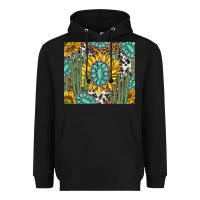 Black western cactus with sunflowers and turquoise tumbler tbs Heavyweight Hoodie - TumblerDesignByShophia