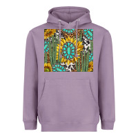 Lavender western cactus with sunflowers and turquoise tumbler tbs Heavyweight Hoodie - TumblerDesignByShophia