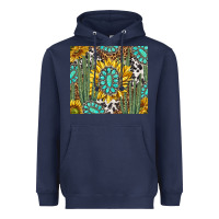 Navy western cactus with sunflowers and turquoise tumbler tbs Heavyweight Hoodie - TumblerDesignByShophia