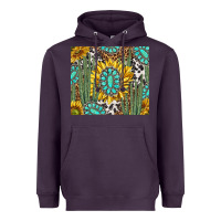 Plum western cactus with sunflowers and turquoise tumbler tbs Heavyweight Hoodie - TumblerDesignByShophia