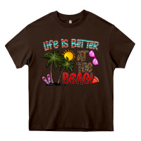 Chocolate Brown life is better at the beach Heavy Core Tee - CowhideDigitalArt