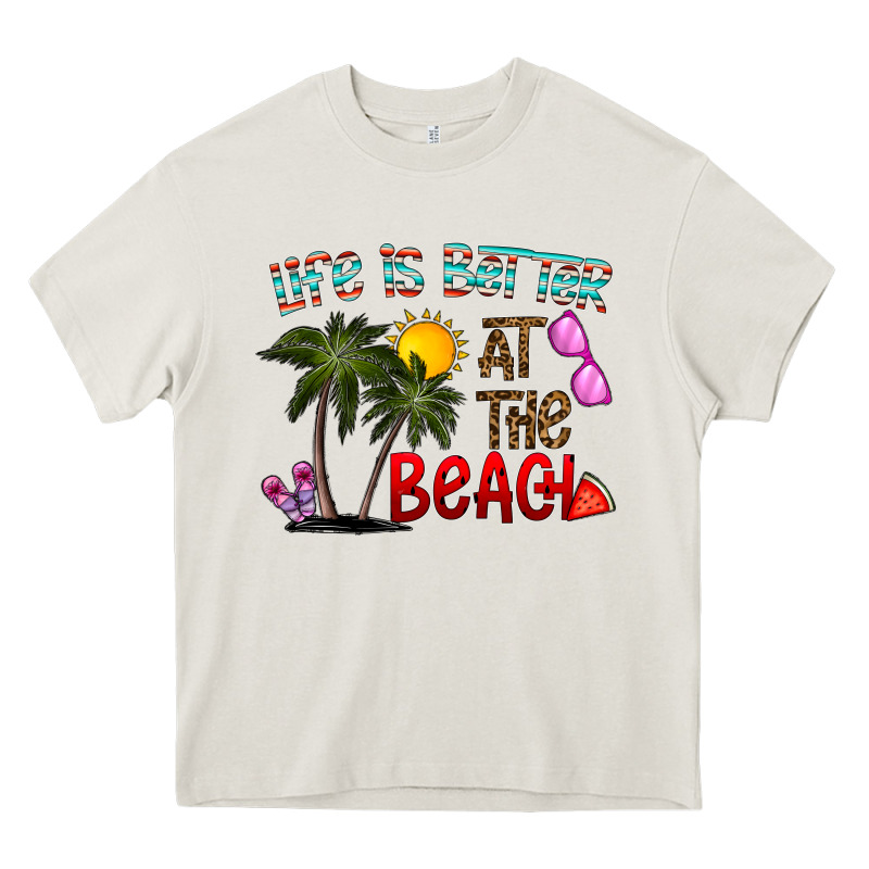 Life Is Better At The Beach Heavy Core Tee by CowhideDigitalArt | Teevron