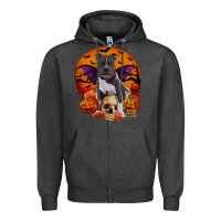 Charcoal Heather halloween pitbull dog Zipper Hoodie - RanaPortraitStore