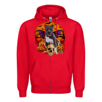 Red halloween pitbull dog Zipper Hoodie - RanaPortraitStore