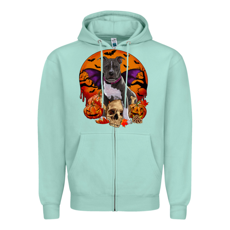 Halloween Pitbull Dog Zipper Hoodie by RanaPortraitStore | Teevron