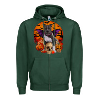 Sports Green halloween pitbull dog Zipper Hoodie - RanaPortraitStore