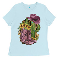 Baby Blue Pink Cowboy Boots Ladies Tee - JahusDesignShop
