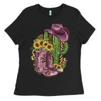 Black Pink Cowboy Boots Ladies Tee - JahusDesignShop