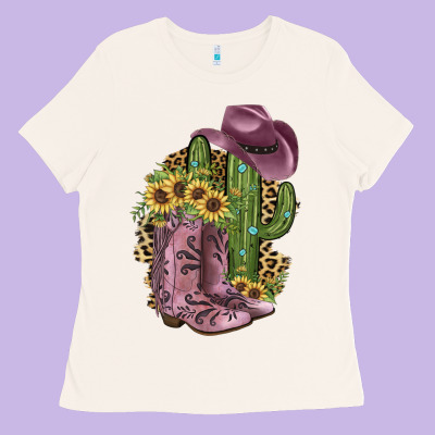 Pink Cowboy Boots Ladies Tee Designed By Jahusdesignshop