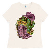 Bone Pink Cowboy Boots Ladies Tee - JahusDesignShop