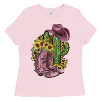 Bubblegum Pink Pink Cowboy Boots Ladies Tee - JahusDesignShop