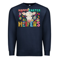 Navy Happy Easter Heifers Easter Day Premium Sweatshirt - HowdyJamesFarm