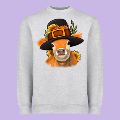 Thanksgiving Cow Heavyweight Sweatshirt Designed By Nancycooperartshop