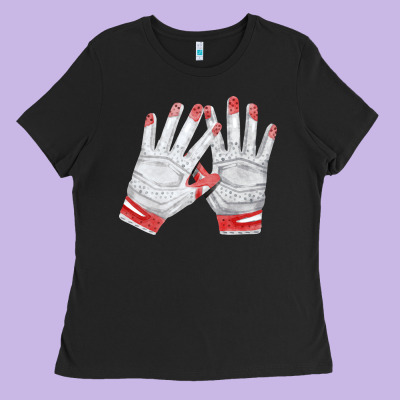 Batting Gloves Ladies Tee Designed By Fadigitalartstudio