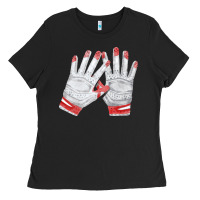 Black batting gloves Ladies Tee - FaDigitalArtStudio