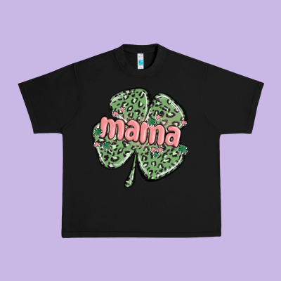 Leopard Shamrock Mama Urban Heavy Tee Designed By Maliassmallbusiness