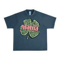 Midnight Navy leopard shamrock mama Urban Heavy Tee - MaliasSmallBusiness