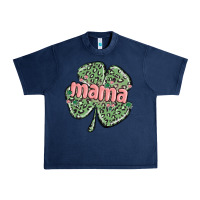 Navy leopard shamrock mama Urban Heavy Tee - MaliasSmallBusiness