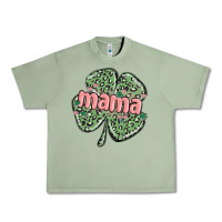 Oil Green leopard shamrock mama Urban Heavy Tee - MaliasSmallBusiness