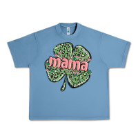 Pebble Blue leopard shamrock mama Urban Heavy Tee - MaliasSmallBusiness