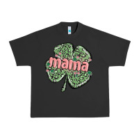 Pigment Black leopard shamrock mama Urban Heavy Tee - MaliasSmallBusiness