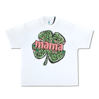 White leopard shamrock mama Urban Heavy Tee - MaliasSmallBusiness