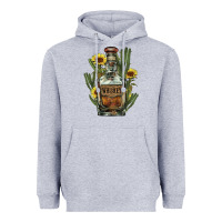 Heather Grey Western whiskey bottle Heavyweight Hoodie - HowdyJamesFarm