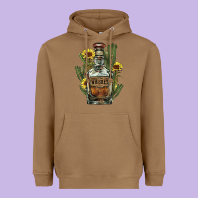 Western Whiskey Bottle Heavyweight Hoodie Designed By Howdyjamesfarm