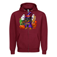 Burgundy Halloween dachshund puppy dog Zipper Hoodie - RanaPortraitStore