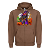 Chestnut Halloween dachshund puppy dog Zipper Hoodie - RanaPortraitStore