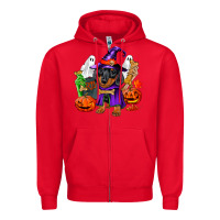 Red Halloween dachshund puppy dog Zipper Hoodie - RanaPortraitStore