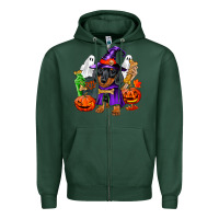 Sports Green Halloween dachshund puppy dog Zipper Hoodie - RanaPortraitStore